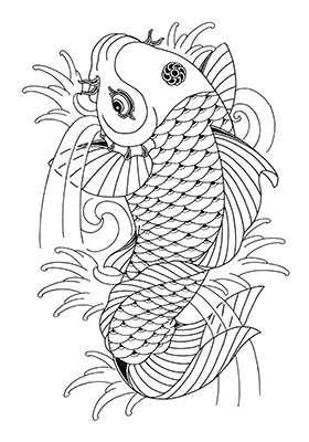 鯉の滝登り タトゥースケッチ 大阪 Lucky Round Tattoo 刺青