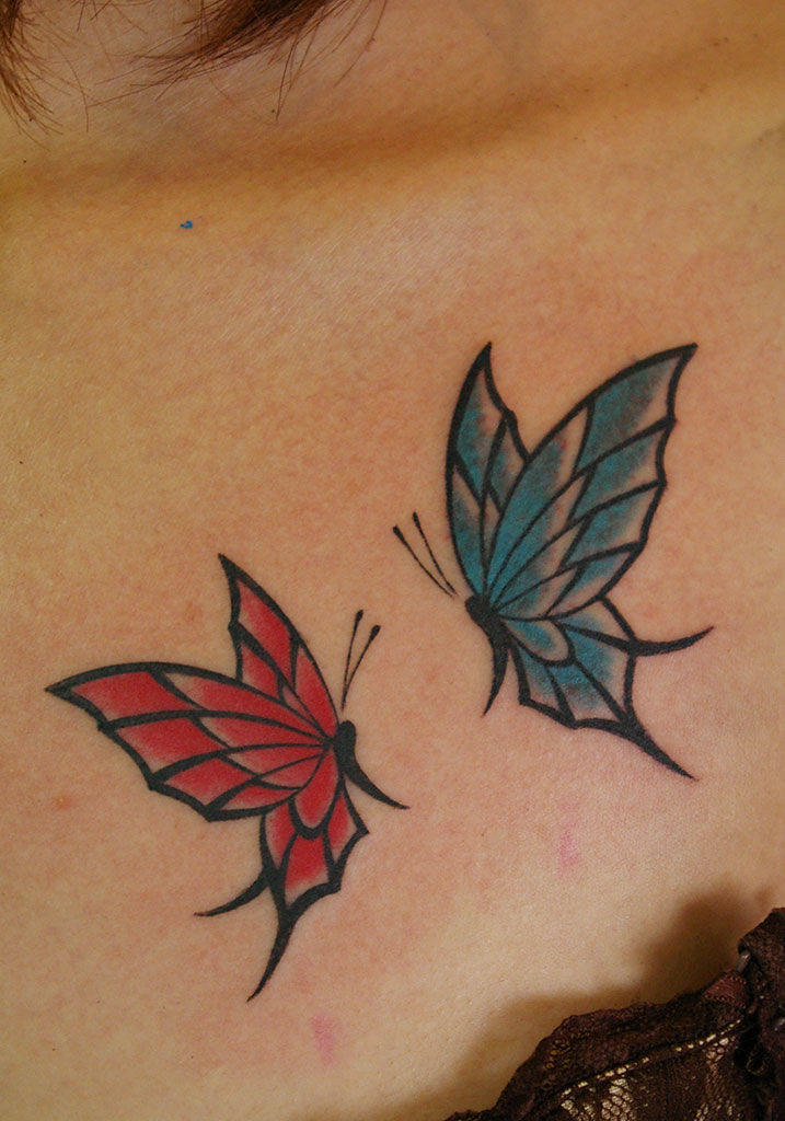 赤と青の蝶