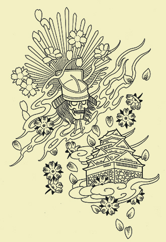 LUCKY ROUND TATTOOの大阪の象徴「大阪城」のタトゥーデザイン
