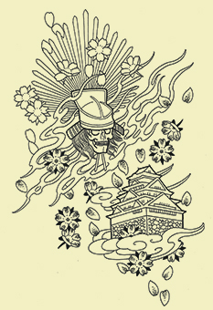 LUCKY ROUND TATTOOの大阪の象徴「大阪城」のタトゥーデザイン