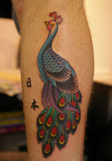 LUCKY ROUND TATTOOの孔雀のタトゥー
