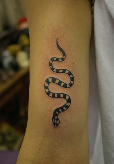 シマシマの蛇のタトゥー