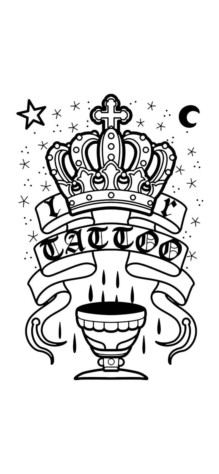 王冠のタトゥーデザイン iPhoneなどスマートフォン用壁紙