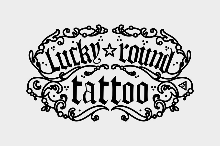 LUCKY ROUND TATTOOのPC用壁紙 ロゴデザイン