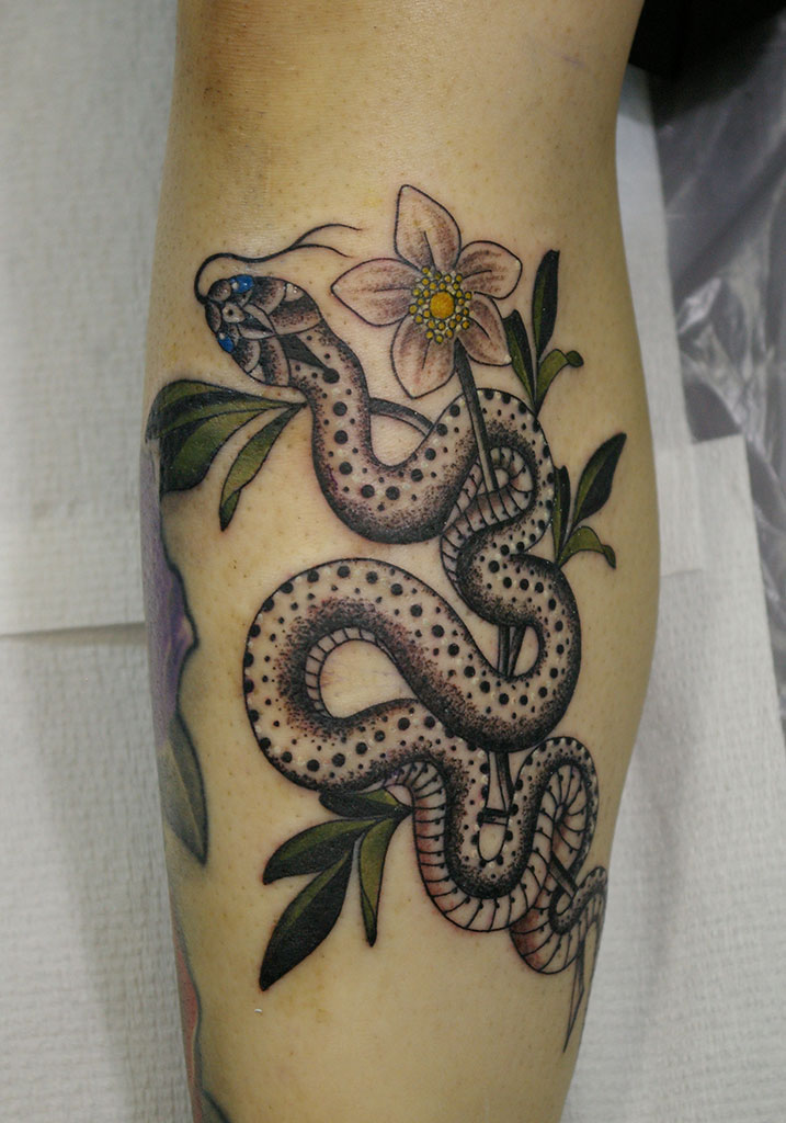 蛇と花