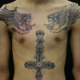 十字架と天使と悪魔のタトゥー